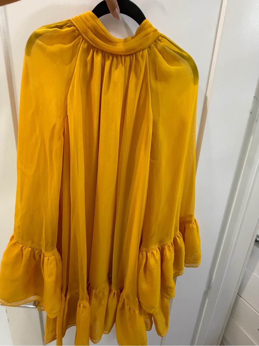 Alice + Olivia Bright Yellow Ruffle-Trim Mini Dress